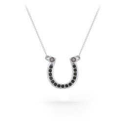 Horseshoe Pendant with Gemstones in 925 Sterling Silver with Smokey Quartz and Black Premium Zirconia
