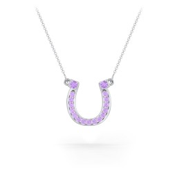 Horseshoe Pendant with Gemstones in 925 Sterling Silver with Amethyst and Amethyst Premium Zirconia