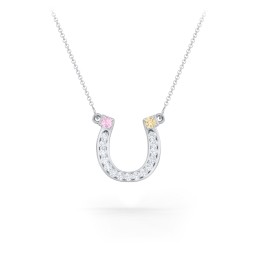 Horseshoe Pendant with Gemstones in 925 Sterling Silver with Pink Tourmaline, Citrine, and White Premium Zirconia