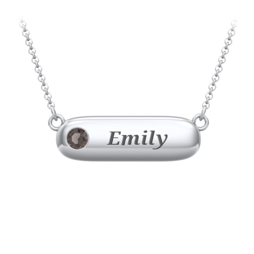 Mini Capsule Pendant with Birthstone