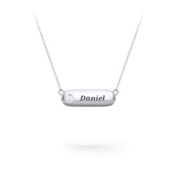 Mini Capsule Pendant with Birthstone in 925 Sterling Silver with Cubic Zirconia