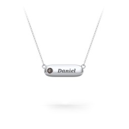Mini Capsule Pendant with Birthstone in 925 Sterling Silver with Smokey Quartz