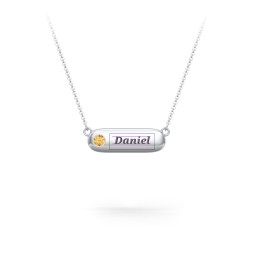 Mini Capsule Pendant with Birthstone in 925 Sterling Silver with Citrine