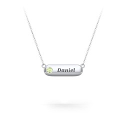 Mini Capsule Pendant with Birthstone in 925 Sterling Silver with Peridot