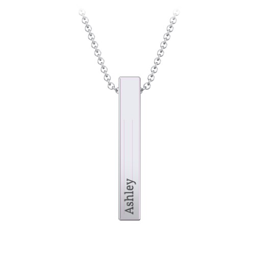 Multi Vertical 3D Bar Pendant with Engravings – Sterling Silver