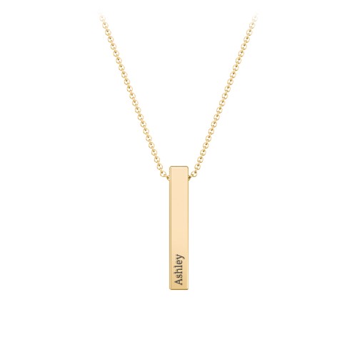 Multi Vertical 3D Bar Pendant with Engravings – 10K Yellow Gold