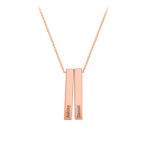 Multi Vertical 3D Bar Pendant with Engravings – 10K Rose Gold