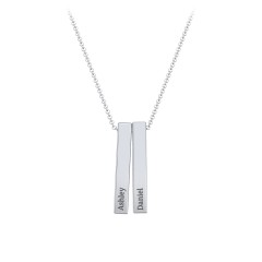 Multi Vertical 3D Bar Pendant with Engravings – Sterling Silver