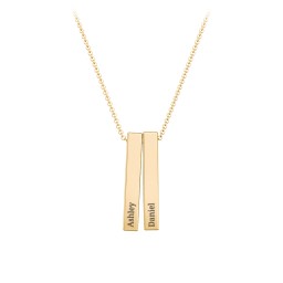 Multi Vertical 3D Bar Pendant with Engravings in 10K Solid Yellow Gold