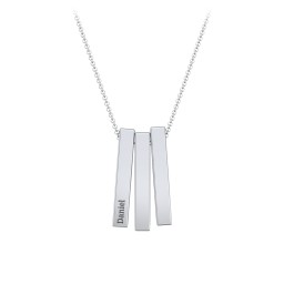 Multi Vertical 3D Bar Pendant with Engravings in 925 Sterling Silver
