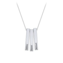 Multi Vertical 3D Bar Pendant with Engravings in 925 Sterling Silver