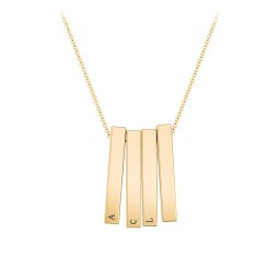 Multi Vertical 3D Bar Pendant with Engravings in 10K Solid Yellow Gold