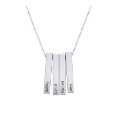 Multi Vertical 3D Bar Pendant with Engravings – Sterling Silver