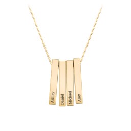 Multi Vertical 3D Bar Pendant with Engravings in 10K Solid Yellow Gold