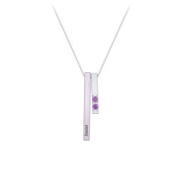 Multi Vertical 3D Bar Necklace with 1-4 Birthstones