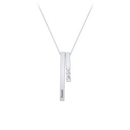 Multi Vertical 3D Bar Necklace with 1-4 Birthstones