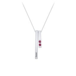 Multi Vertical 3D Bar Necklace with 1-4 Birthstones