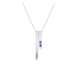 Multi Vertical 3D Bar Necklace with 1-4 Birthstones