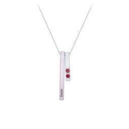 Multi Vertical 3D Bar Necklace with 1-4 Birthstones