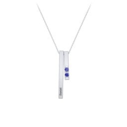 Multi Vertical 3D Bar Necklace with 1-4 Birthstones