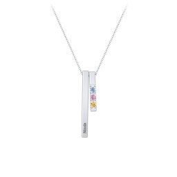 Multi Vertical 3D Bar Necklace with 1-4 Birthstones