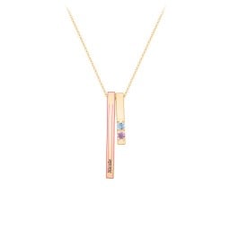 Multi Vertical 3D Bar Necklace with 1-4 Birthstones