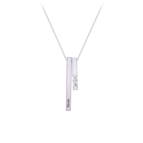 Multi Vertical 3D Bar Necklace with 1-4 Birthstones – Sterling Silver with Cubic Zirconia