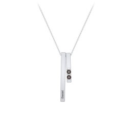 Multi Vertical 3D Bar Necklace with 1-4 Birthstones in 925 Sterling Silver with Smokey Quartz, Citrine, and Cubic Zirconia