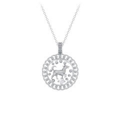 Year of the Dog Chinese Zodiac Medallion Necklace – Sterling Silver with Citrine