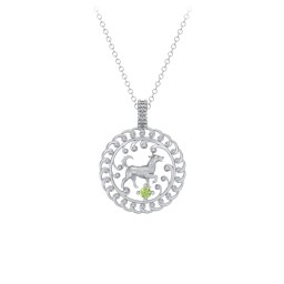 Year of the Dog Chinese Zodiac Medallion Necklace in 925 Sterling Silver with Peridot