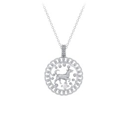 Year of the Dog Chinese Zodiac Medallion Necklace in 925 Sterling Silver
