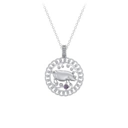 Year of the Pig Chinese Zodiac Medallion Necklace