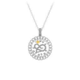 Year of the Snake Chinese Zodiac Medallion Necklace in 925 Sterling Silver with Citrine
