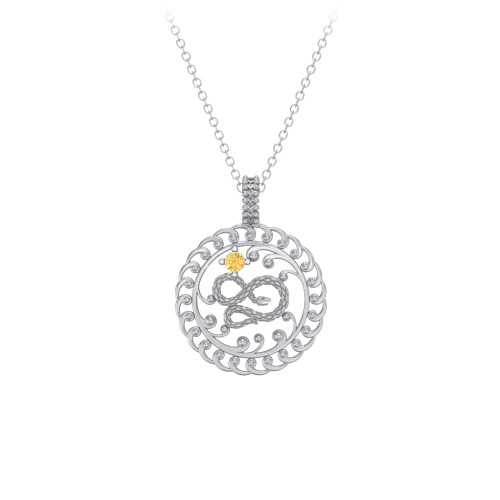 Year of the Snake Chinese Zodiac Medallion Necklace – Sterling Silver with Citrine