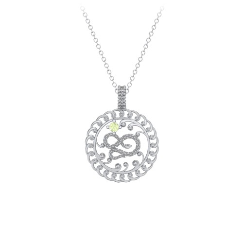Year of the Snake Chinese Zodiac Medallion Necklace – Sterling Silver with Peridot