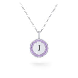 Initial Halo Disc Necklace with Accents