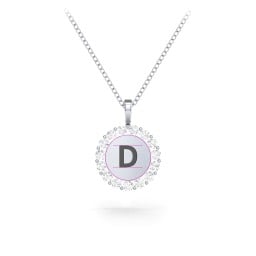 Initial Halo Disc Necklace with Gemstones