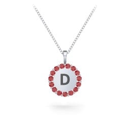 Initial Halo Disc Necklace with Gemstones