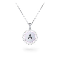 Initial Halo Disc Necklace with Gemstones