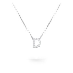 Pavé D Initial Necklace in 925 Sterling Silver with White Premium Zirconia