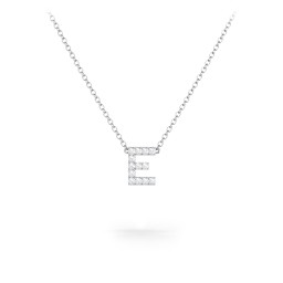Pavé E Initial Necklace in 925 Sterling Silver with White Premium Zirconia