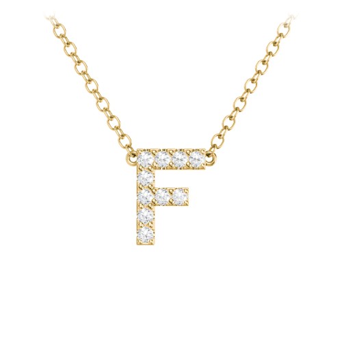 Pavé F Initial Necklace – 18K Gold Plated Silver with White Premium Zirconia