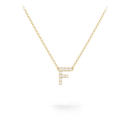 Pavé F Initial Necklace – 18K Gold Plated Silver with White Premium Zirconia