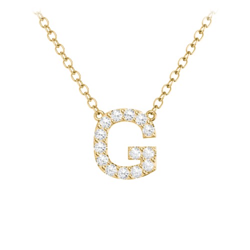 Pavé G Initial Necklace – 18K Gold Plated Silver with White Premium Zirconia