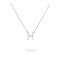 Pavé H Initial Necklace – Sterling Silver with White Premium Zirconia