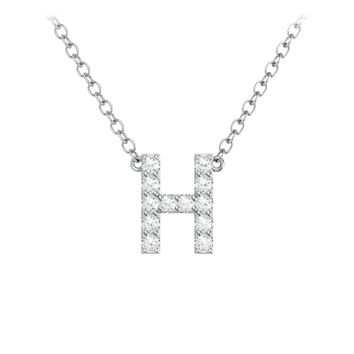 Pavé H Initial Necklace – Sterling Silver with White Premium Zirconia