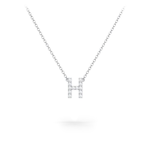 Pavé H Initial Necklace – Sterling Silver with White Premium Zirconia