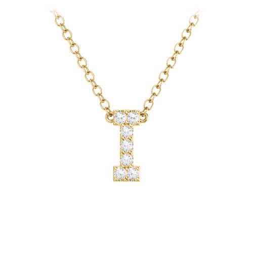 Pavé I Initial Necklace – 18K Gold Plated Silver with White Premium Zirconia