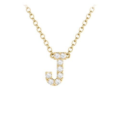 Pavé J Initial Necklace – 18K Gold Plated Silver with White Premium Zirconia