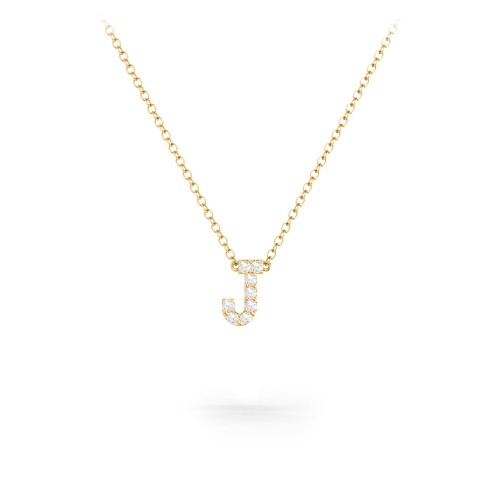 Pavé J Initial Necklace – 18K Gold Plated Silver with White Premium Zirconia